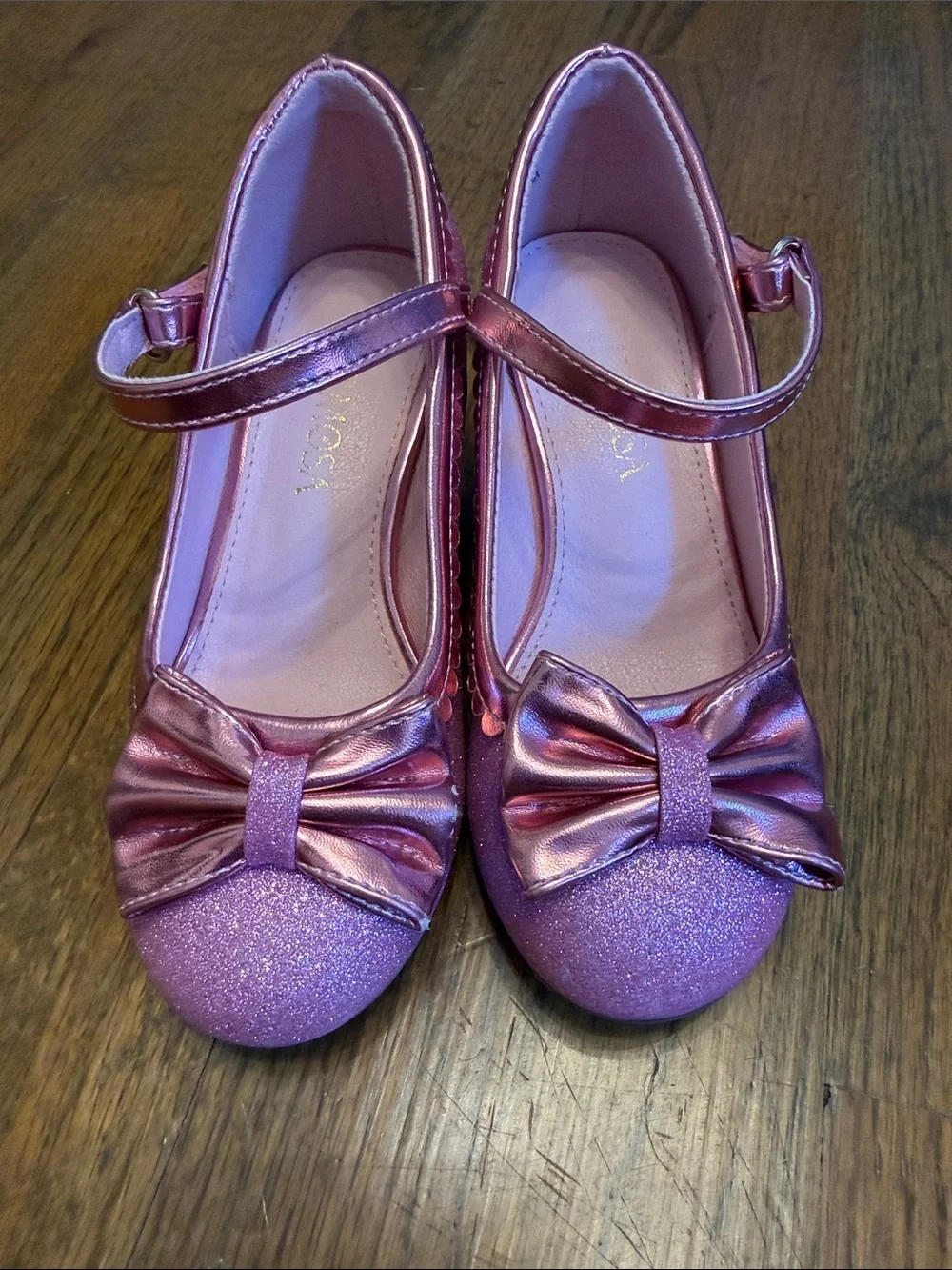 Girls Glitter Bow Mary Jane Shoes - Pink